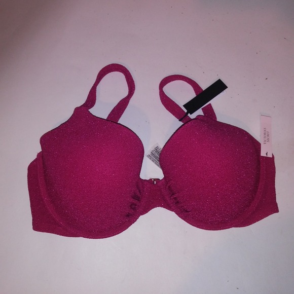 Victoria Secret Swim Bikini Top 36DD Icon Pink Metallic Push Up Underwire New - Picture 1 of 8